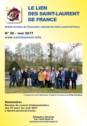 Lien N°55 - bulletin de liaison des Saint-Laurent de France - mai 2017 Lien N°55 - bulletin de liaison des Saint-Laurent de France - mai 2017