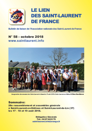Lien n°58 - bulletin de liaison des Saint-Laurent-de-France - octobre 2018 Lien n°58 - bulletin de liaison des Saint-Laurent-de-France - octobre 2018