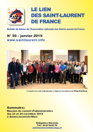 Lien n°59 bulletin de liaison des Saint-Laurent de France - janvier 2019