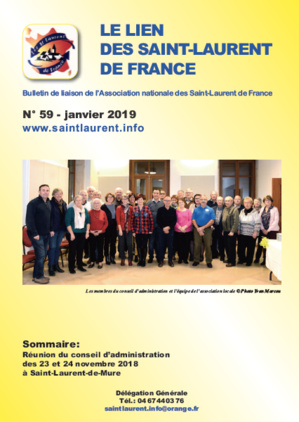 Lien n°59 bulletin de liaison des Saint-Laurent de France - janvier 2019 Lien n°59 bulletin de liaison des Saint-Laurent de France - janvier 2019