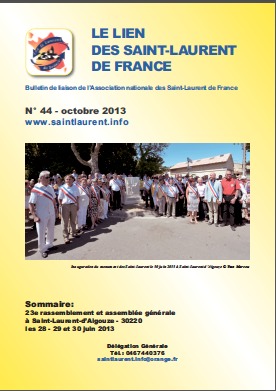 Lien N° 44 - Bulletin de liaison des Saint-Laurent de France Lien N° 44 - Bulletin de liaison des Saint-Laurent de France