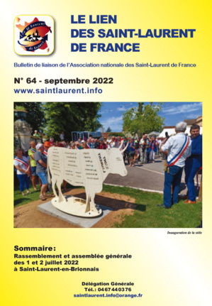Bulletin de liaison des Saint-Laurent de France N°64 - septembre 2022 Bulletin de liaison des Saint-Laurent de France N°64 - septembre 2022