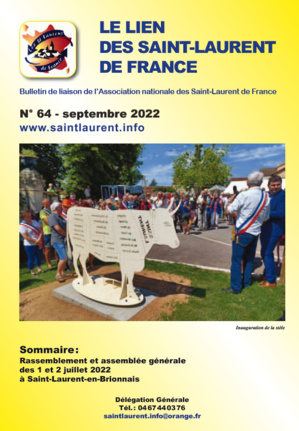 Bulletin de liaison des Saint-Laurent de France N°64 - septembre 2022