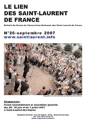 Lien N°26 - bulletin de liaison des Saint-Laurent de France. Lien N°26 - bulletin de liaison des Saint-Laurent de France.
