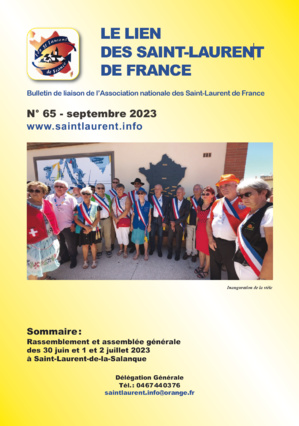 Bulletin de liaison des Saint-Laurent de France N°65 - septembre 2023 Bulletin de liaison des Saint-Laurent de France N°65 - septembre 2023