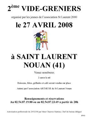 2ème vide-greniers à Saint-Laurent-Nouan (41).