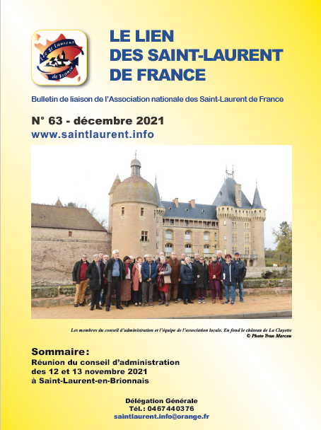 Bulletin de liaison des Saint-Laurent de France - Lien N°63 - décembre 2021