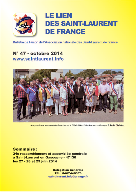 Lien N° 47 - Bulletin de liaison des Saint-Laurent de France Lien N° 47 - Bulletin de liaison des Saint-Laurent de France
