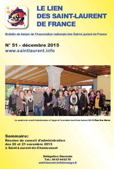 Lien N°51- bulletin de liaison des Saint-Laurent de France - décembre 2015
